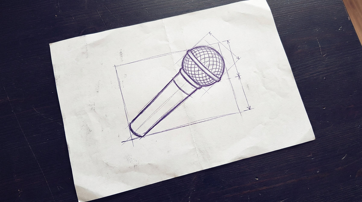 a handheld dynamic microphone with a cylindrical handle and a spherical wire-mesh grille